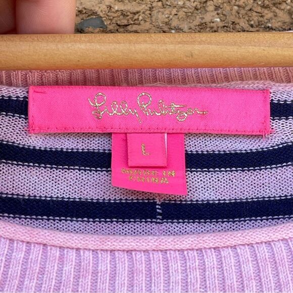 LILLY PULITZER Melenie “Cool-Max” Sweater in Heathered Pink Tropics Stripe Large - Picture 6 of 8
